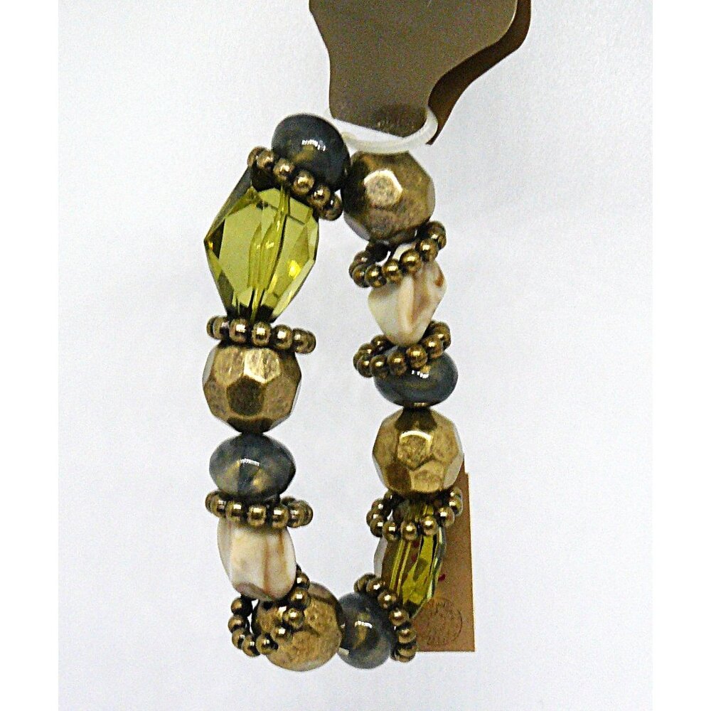 Ruby Rd. Vintage-Inspired Stretch Bracelet With Mixed Beads & Brass Accents